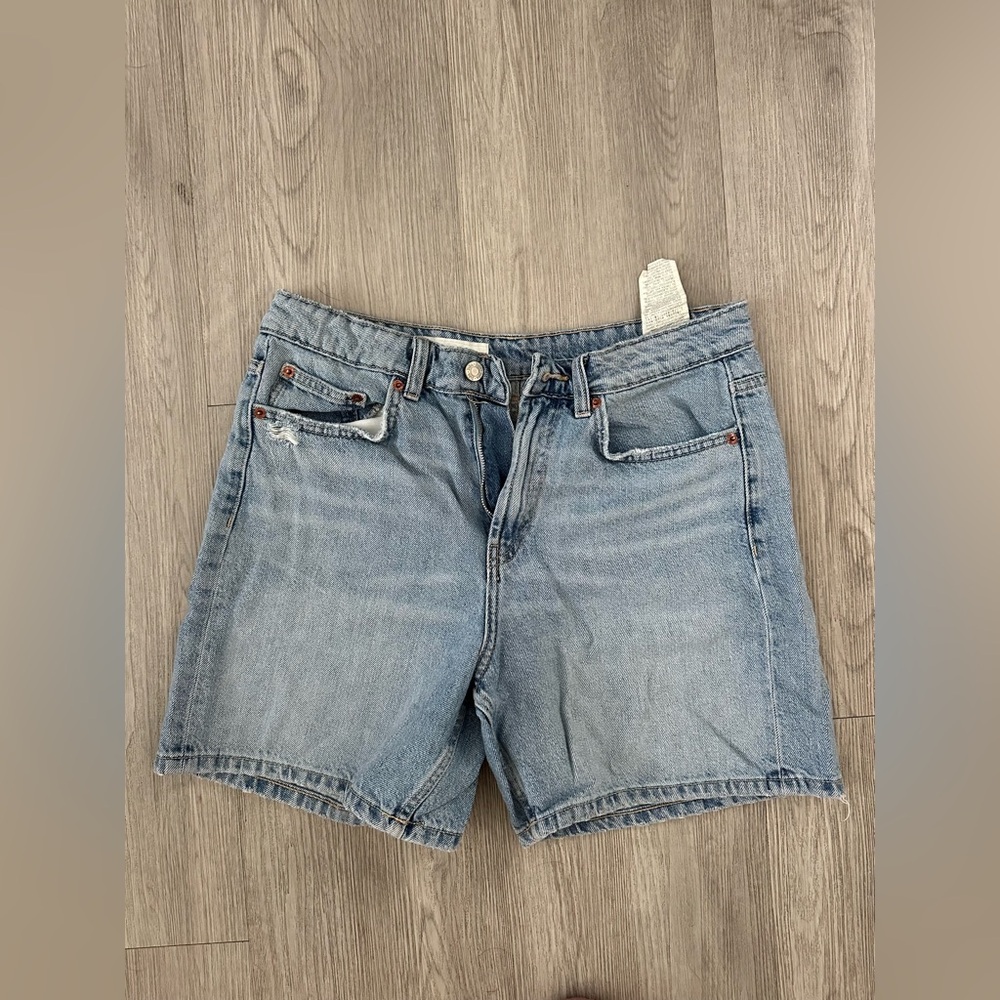 Zara Light Blue Jean Mom Shorts